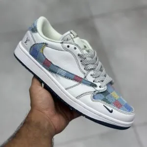 نایک ایر جردن وان لو لویی ویتون سفید جین چهارخونه رنگی Nike Air Jordan 1 Low Louis Vuitton White Checkered Denim نایک ایر جردن وان لو لویی ویتون سفید جین چهارخونه رنگی Nike Air Jordan 1 Low Louis Vuitton White Checkered Denim
