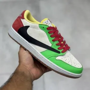 نایک ایر جردن وان لو سفید سبز، قرمز، مشکی و زرد Nike Air Jordan 1 Low White Green, Red, Black and Yellow نایک ایر جردن وان لو سفید سبز، قرمز، مشکی و زرد Nike Air Jordan 1 Low White Green, Red, Black and Yellow