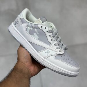 نایک ایر جردن وان لو آف وایت سفید طوسی Nike Air Jordan 1 Low Off White White Grey نایک ایر جردن وان لو آف وایت سفید طوسی Nike Air Jordan 1 Low Off White White Grey