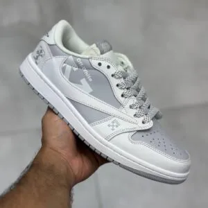 نایک ایر جردن وان لو آف وایت سفید طوسی Nike Air Jordan 1 Low Off White White Grey نایک ایر جردن وان لو آف وایت سفید طوسی Nike Air Jordan 1 Low Off White White Grey