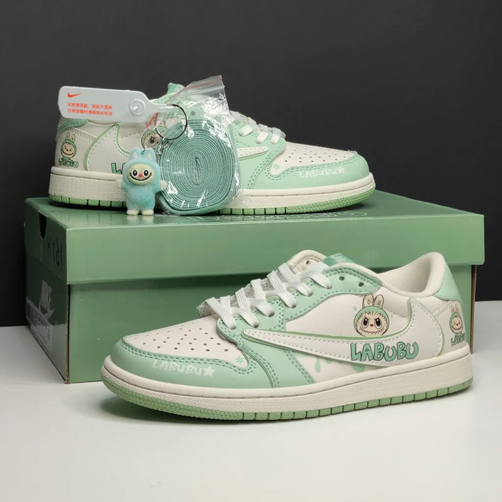 جردن وان لو لبوبو کرم سبز پاستیلی Jordan 1 Low Labubu Cream Pastel Green - تصویر 2