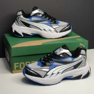 پوما مورفیک نقرهای سفید آبی مشکی PUMA Morphic Feather Grey Blue 393792-05 پوما مورفیک نقرهای سفید آبی مشکی PUMA Morphic Feather Grey Blue 393792-05