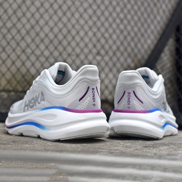 هوکا باندی 9 طوسی سفید رنگی Hoka Bondi 9 Cosmic Grey White Mesh 1162012-CYWH