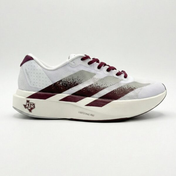آدیداس آدیزیرو سفید زرشکی خاکستری adidas Adizero Evo SL Texas A&M JQ4566 آدیداس آدیزیرو سفید زرشکی خاکستری adidas Adizero Evo SL Texas A&M JQ4566