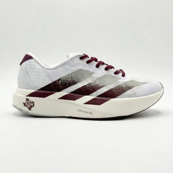 آدیداس آدیزیرو سفید زرشکی خاکستری adidas Adizero Evo SL Texas A&M JQ4566 آدیداس آدیزیرو سفید زرشکی خاکستری adidas Adizero Evo SL Texas A&M JQ4566