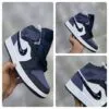 جردن وان سرمه‌ای سفید ساقدار Jordan 1 Mid Obsidian Sanded Purple 554724-445 - تصویر 2