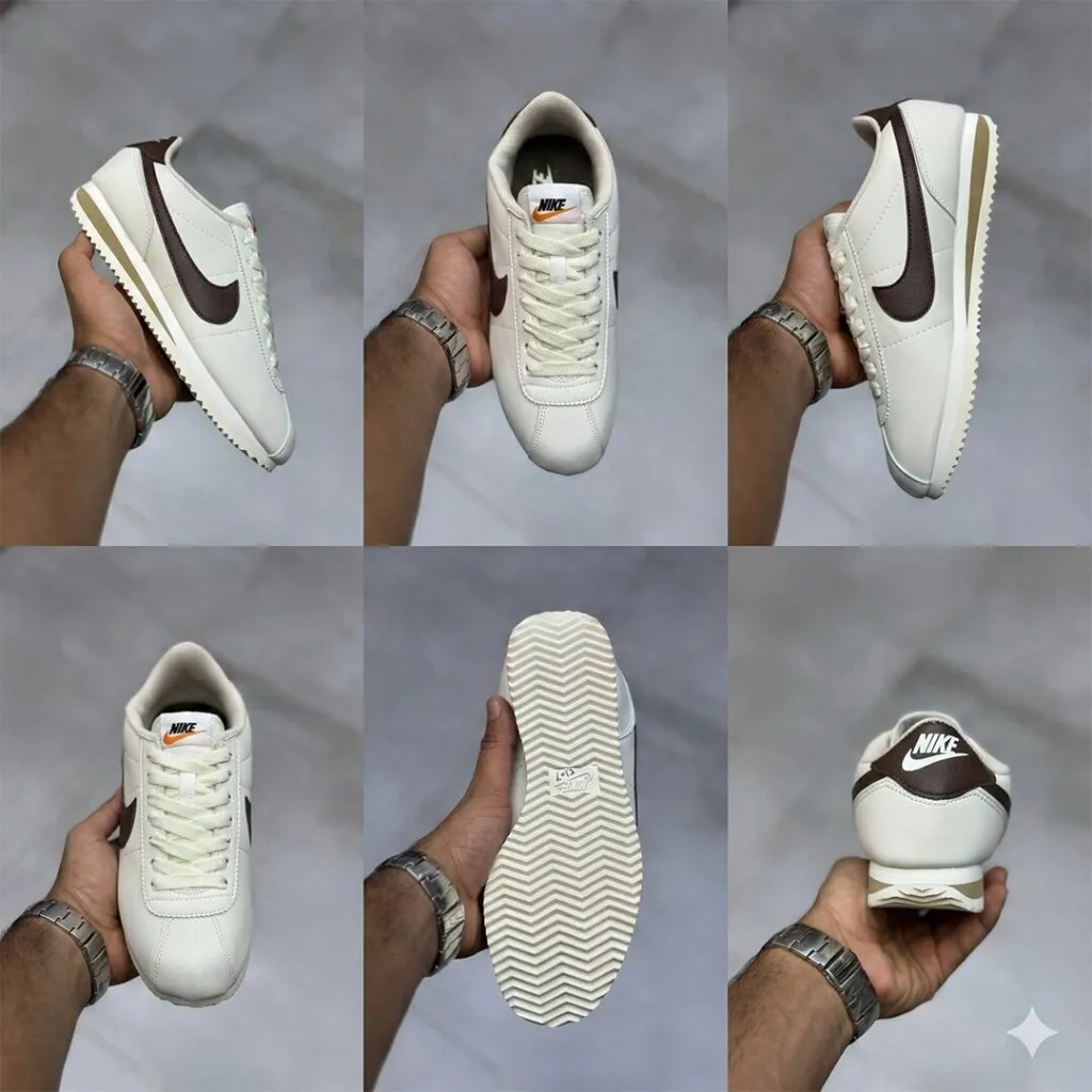 کتانی نایک کورتز سفید شیری قهوهای Nike Cortez Cacao Wow DN1791-104 کتانی نایک کورتز سفید شیری قهوهای Nike Cortez Cacao Wow DN1791-104 - تصویر 2