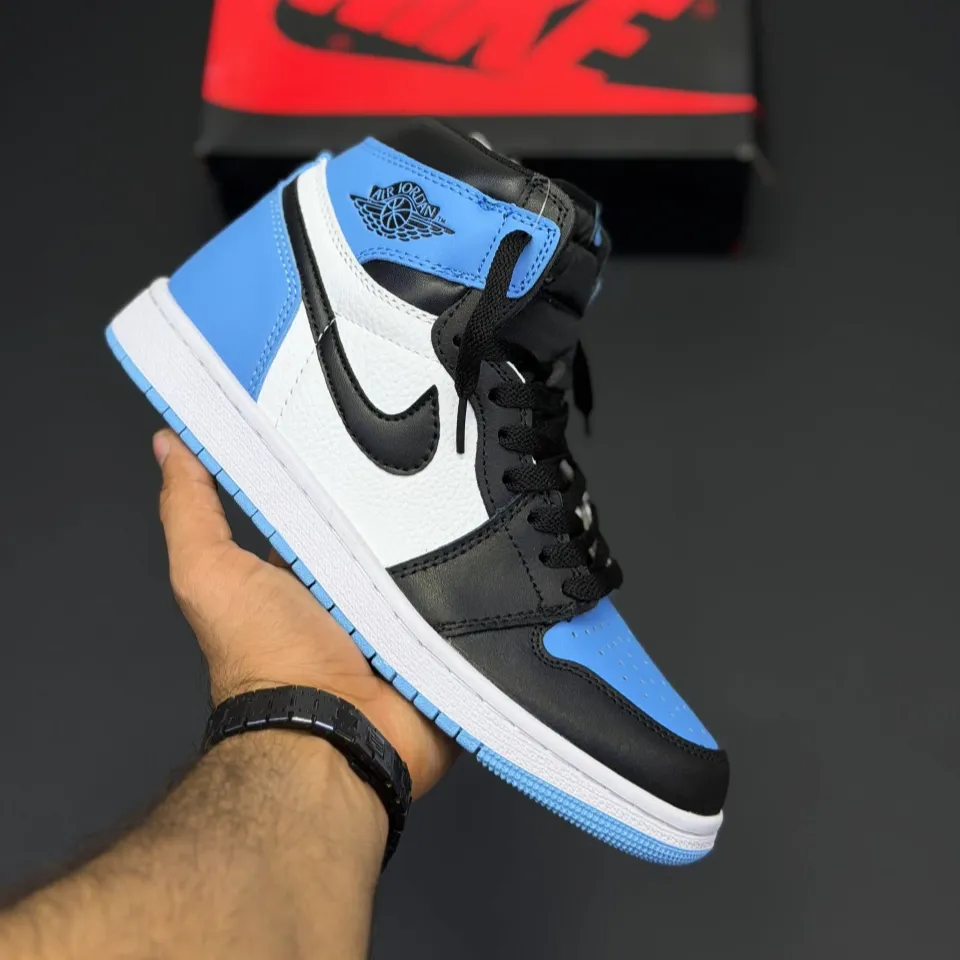 کفش نایک ایر جردن وان رترو ساقدار مشکی آبی Nike Air Jordan 1 Retro High Black Blue - تصویر 3