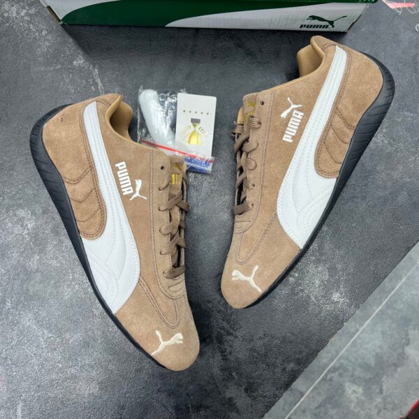 کفش پوما اسپید کت قهوه ای سفید Puma Speedcat Brown White کفش پوما اسپید کت قهوه ای سفید Puma Speedcat Brown White
