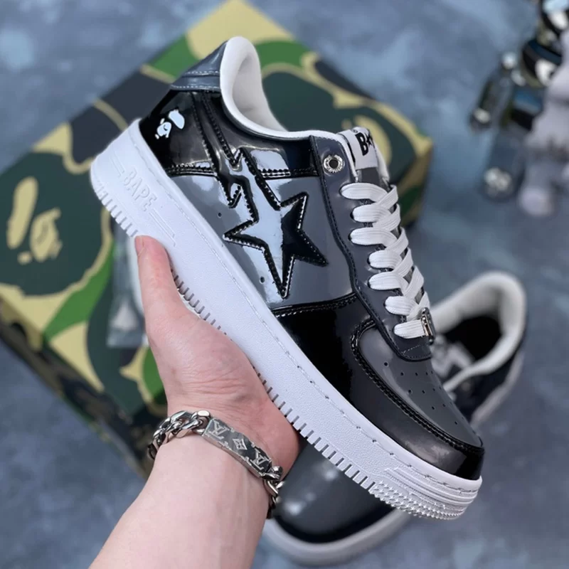 بتینگ ایپ بیپ استا A Bathing Ape Bape Sta Low Grey Black - تصویر 5