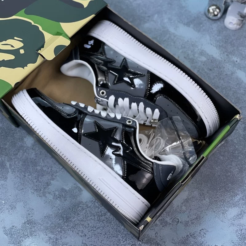 بتینگ ایپ بیپ استا A Bathing Ape Bape Sta Low Grey Black - تصویر 6
