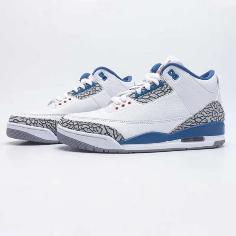 نایک جردن 3 رترو وزردز Jordan 3 Retro Wizards سفید آبی - تصویر 5