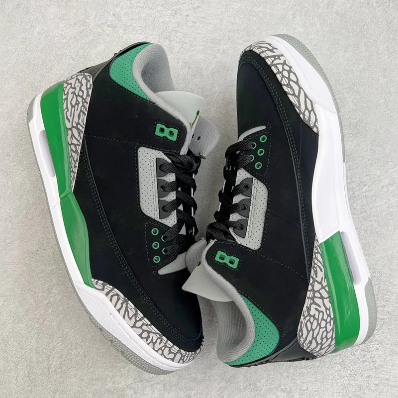 نایک جردن 3 رترو پاین گرین Jordan 3 Retro Pine Green مشکی سبز - تصویر 2