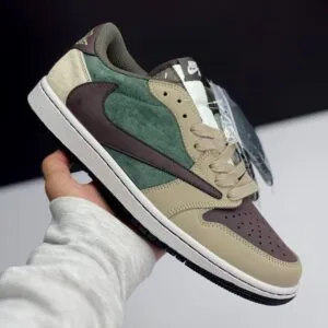 کفش نایک ایر جردن ۱ لو تراویس اسکات سبز قهوه‌ای Nike Air Jordan 1 Low Travis Scott Green Brown