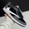 کفش نایک ایر جردن وان لو تراویس اسکات مشکی طوسی چرمی  Nike Air Jordan 1 Low Travis Scott Black Grey Leather