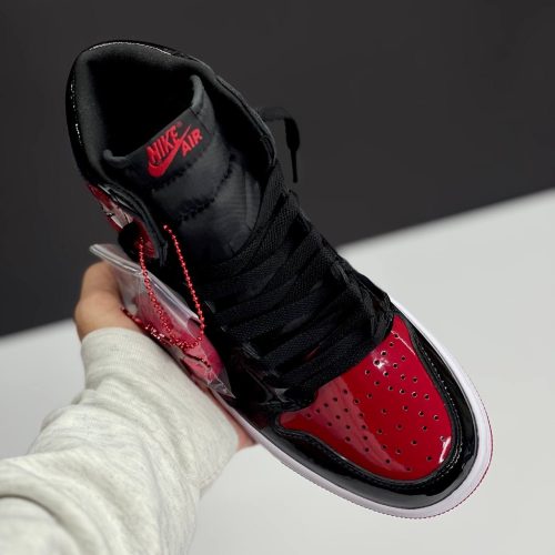کفش نایک ایر جردن وان ساقدار ورنی مشکی قرمز  Nike Air Jordan 1 High Patent Bred