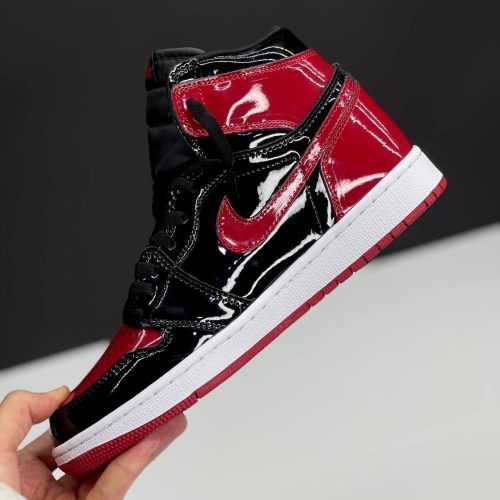 کفش نایک ایر جردن وان ساقدار ورنی مشکی قرمز  Nike Air Jordan 1 High Patent Bred