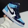 کفش نایک ایر جردن وان ساقدار ورنی آبی سورمه‌ای Nike Air Jordan 1 High Patent Navy Blue