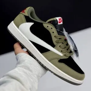 کفش نایک ایر جردن وان لو تراویس اسکات بلک الیو Nike Air Jordan 1 Low Travis Scott Black Olive