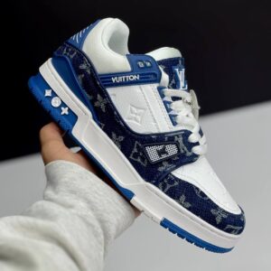 لویی ویتون ترینر سفید آبی Louis Vuitton Trainer White Blue لویی ویتون ترینر سفید آبی Louis Vuitton Trainer White Blue