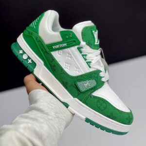 لویی ویتون ترینر سفید سبز Louis Vuitton Trainer White Green لویی ویتون ترینر سفید سبز Louis Vuitton Trainer White Green