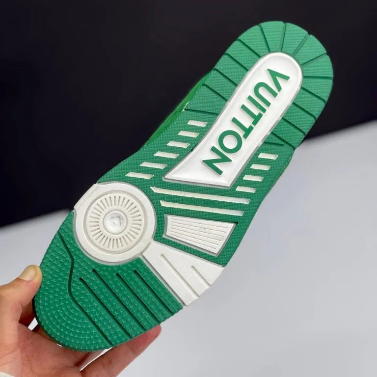 لویی ویتون ترینر سفید سبز Louis Vuitton Trainer White Green - تصویر 4