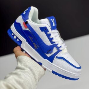 کفش لویی ویتون نایک سفید آبی Louis Vuitton x Nike White Blue کفش لویی ویتون نایک سفید آبی Louis Vuitton x Nike White Blue