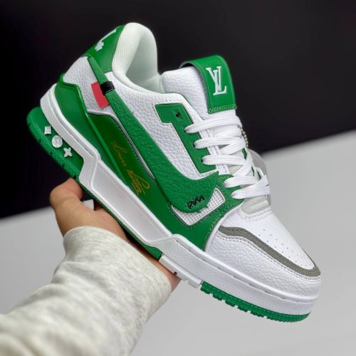 کفش لویی ویتون نایک سفید سبز Louis Vuitton x Nike White Green کفش لویی ویتون نایک سفید سبز Louis Vuitton x Nike White Green