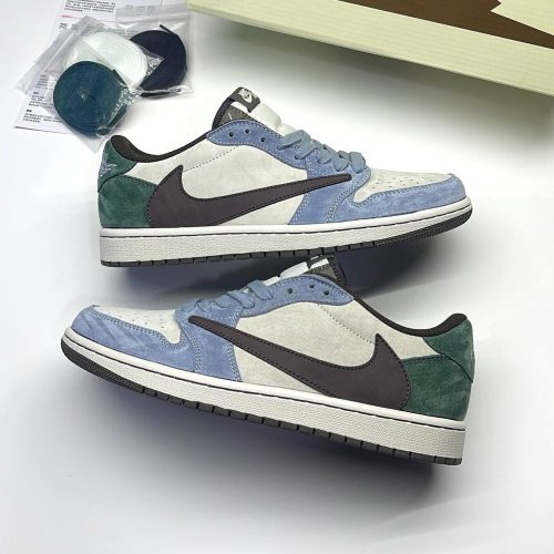 کفش نایک ایر جردن وان لو تراویس اسکات آبی سبز سوئد Nike Air Jordan 1 Low Travis Scott Blue Green Suede کفش نایک ایر جردن وان لو تراویس اسکات آبی سبز سوئد Nike Air Jordan 1 Low Travis Scott Blue Green Suede