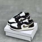 کفش نایک ایر جردن وان مشکی سفید لجنی Nike Air Jordan 1 Black White Olive