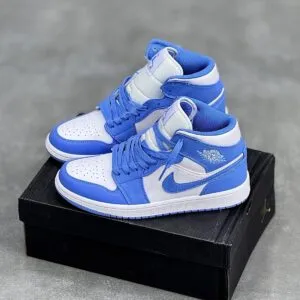 کفش نایک ایر جردن وان ساقدار سفید آبی Nike Air Jordan 1 High White Blue کفش نایک ایر جردن وان ساقدار سفید آبی Nike Air Jordan 1 High White Blue
