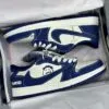 کفش نایک ایر جردن وان لو تراویس اسکات گوچی سفید سرمه‌ای Nike Air Jordan 1 Low Travis Scott Gucci - تصویر 2