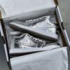 کفش نایک ایر جردن وان لو نقره ای براق Nike Air Jordan 1 Low Metallic Silver
