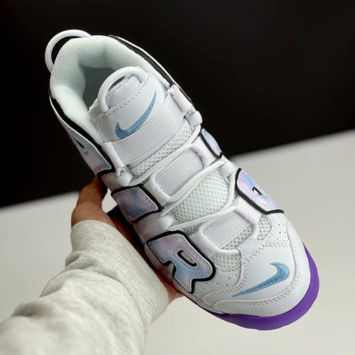 کفش نایک ایر مور آپتمپو سفید بنفش Nike Air More Uptempo White Purple کفش نایک ایر مور آپتمپو سفید بنفش Nike Air More Uptempo White Purple