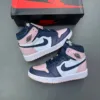 کفش نایک ایر جردن وان ساقدار اتومسفر بابل جام صورتی سرمه ای Nike Air Jordan 1 High Atmosphere Bubblegum Pink Navy