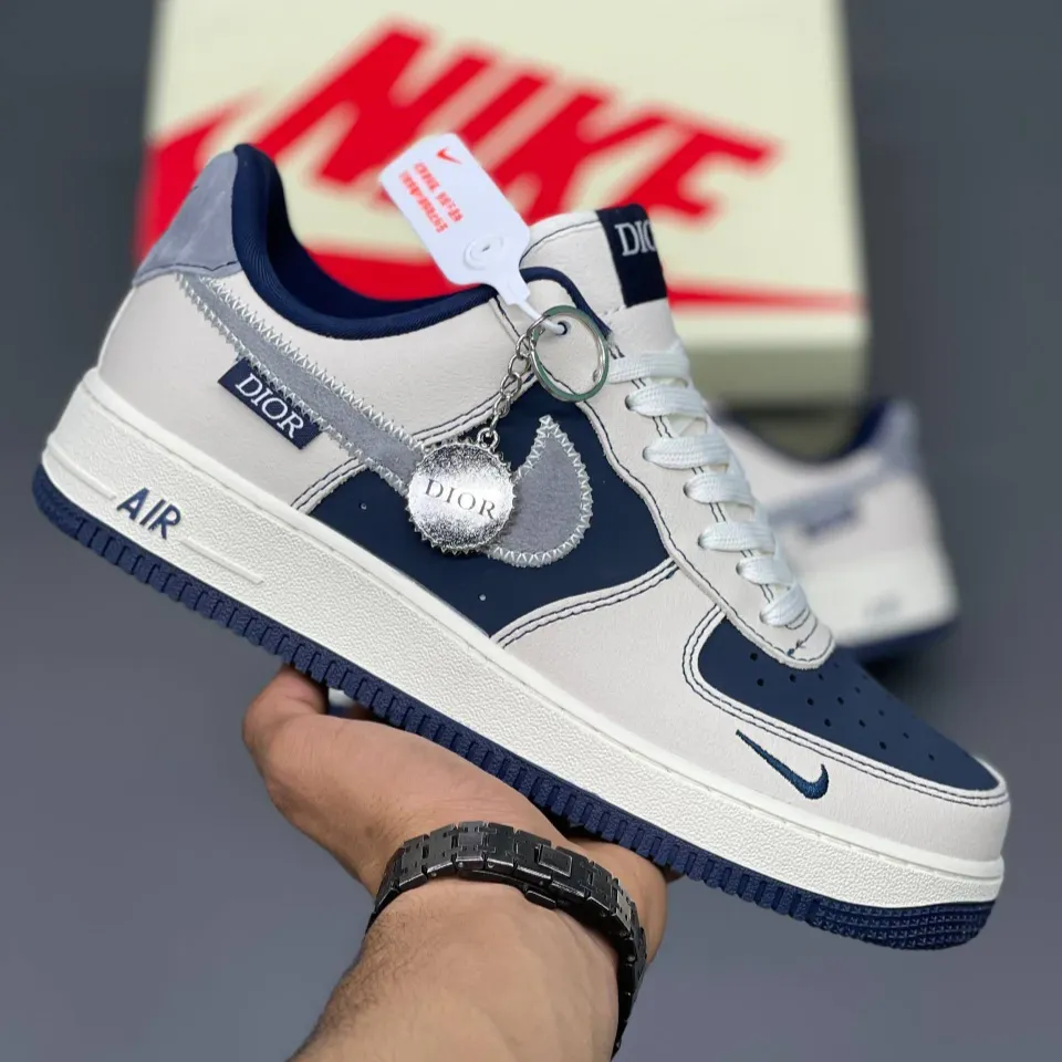کفش اسپرت نایک ایرفورس وان دیور سرمه‌ای Nike Air Force 1 Dior Navy - تصویر 2