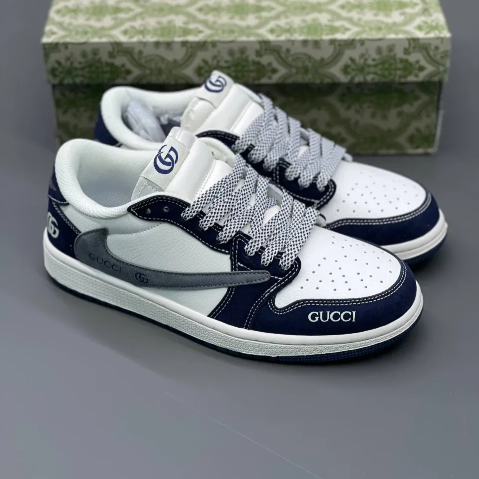 کفش نایک تراویس اسکات گوچی سفید سرمه‌ای Nike Travis Scott Gucci White Navy - تصویر 2