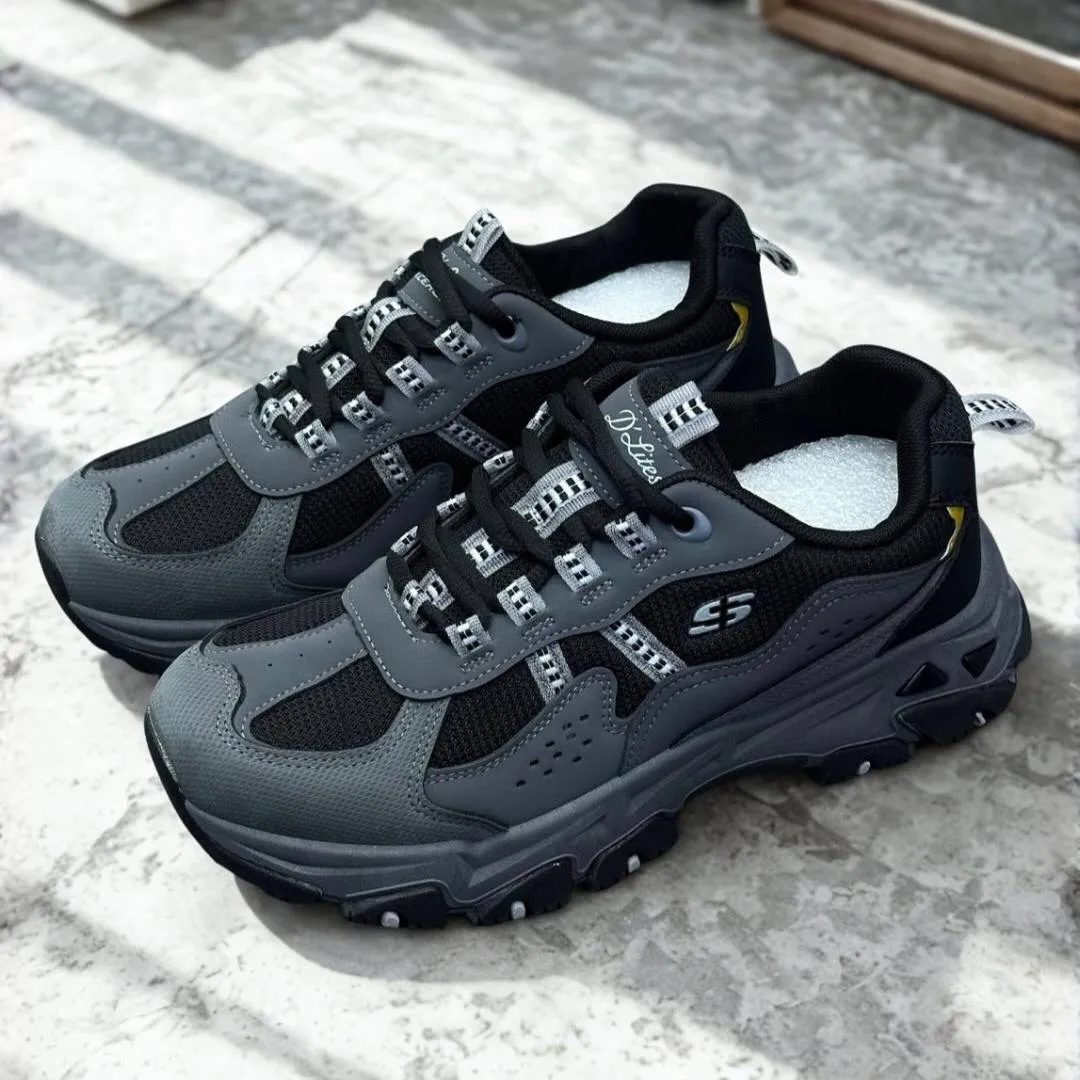 کتونی اسکیچرز لژدار مشکی دارک گری Skechers Platform Black Dark Gray Sneakers - تصویر 2