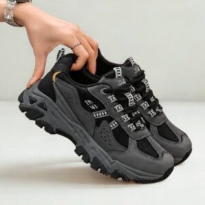 کتونی اسکیچرز لژدار مشکی دارک گری Skechers Platform Black Dark Gray Sneakers