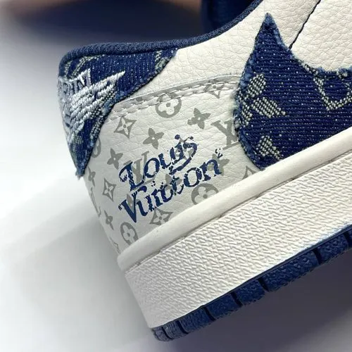 کفش نایک ایر جردن وان لو تراویس اسکات لویی ویتون کرم آبی Nike Air Jordan 1 Low Travis Scott Louis Vuitton Cream Blue - تصویر 6
