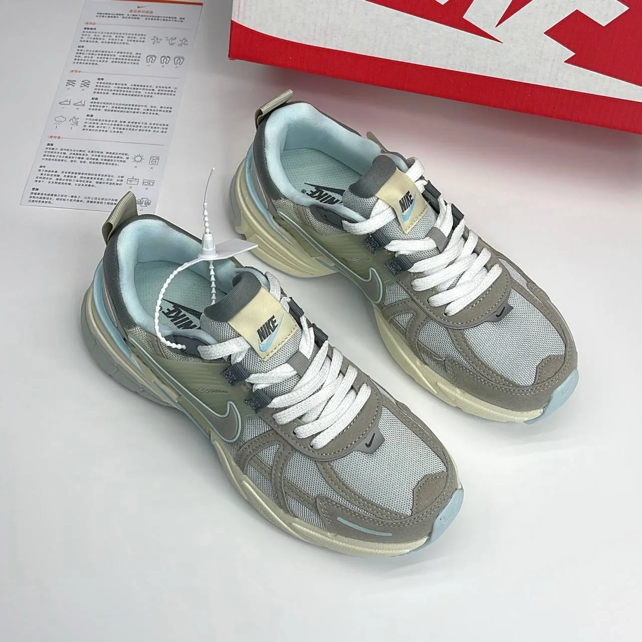 نایک وی تو کی ران طوسی آبی | Nike V2K Run Grey Blue - تصویر 2
