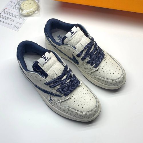 کفش نایک ایر جردن وان لو تراویس اسکات لویی ویتون کرم آبی Nike Air Jordan 1 Low Travis Scott Louis Vuitton Cream Blue کفش نایک ایر جردن وان لو تراویس اسکات لویی ویتون کرم آبی Nike Air Jordan 1 Low Travis Scott Louis Vuitton Cream Blue