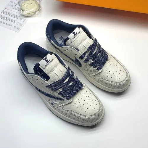 کفش نایک ایر جردن وان لو تراویس اسکات لویی ویتون کرم آبی Nike Air Jordan 1 Low Travis Scott Louis Vuitton Cream Blue - تصویر 8