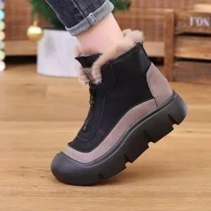 نیم بوت زیپ دار خزدار مشکی Black Fur Lined Zip Boots نیم بوت زیپ دار خزدار مشکی Black Fur Lined Zip Boots