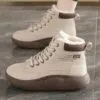 نیم بوت خزدار ضد آب کرم قهوه‌ای Waterproof Fur Lined Beige Brown Boots