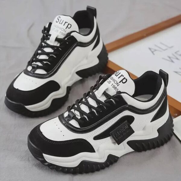 کتونی لژدار زنانه سفید مشکی فشن Women’s White Black Platform Fashion Sneakers کتونی لژدار زنانه سفید مشکی فشن Women’s White Black Platform Fashion Sneakers