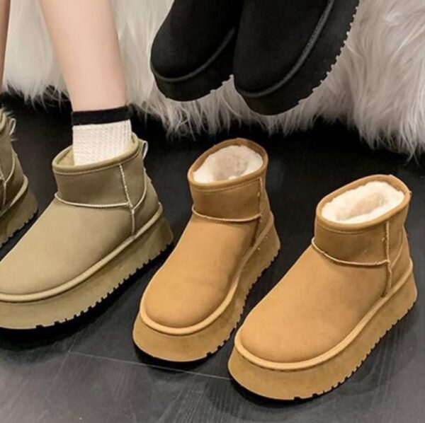 آگ ساقدار خزدار شتری Camel Fur Lined Mid Calf Winter Boots