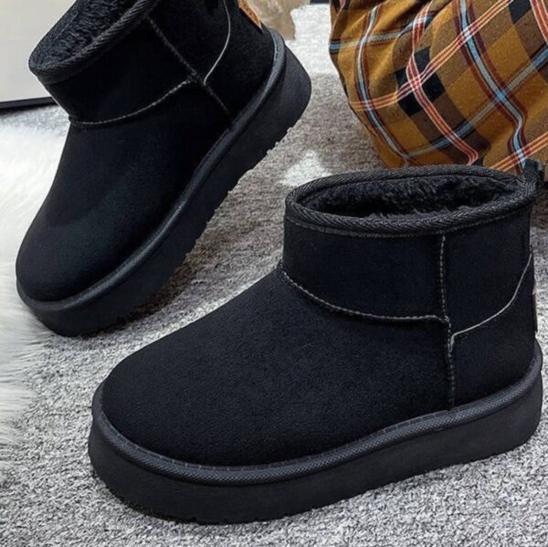 آگ ساقدار خزدار مشکی Black Fur Lined Mid Calf Winter Boots