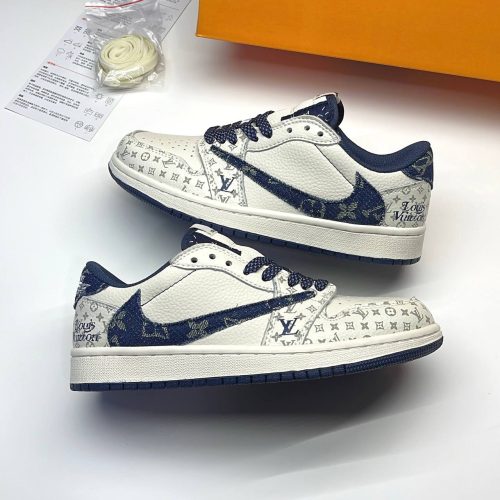 کفش نایک ایر جردن وان لو تراویس اسکات لویی ویتون کرم آبی Nike Air Jordan 1 Low Travis Scott Louis Vuitton Cream Blue کفش نایک ایر جردن وان لو تراویس اسکات لویی ویتون کرم آبی Nike Air Jordan 1 Low Travis Scott Louis Vuitton Cream Blue