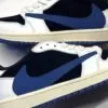 کفش نایک ایر جردن وان لو تراویس اسکات کرم سورمه‌ای Nike Air Jordan 1 Low Travis Scott Cream Navy - تصویر 6